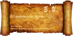 Blaskovics Uros névjegykártya